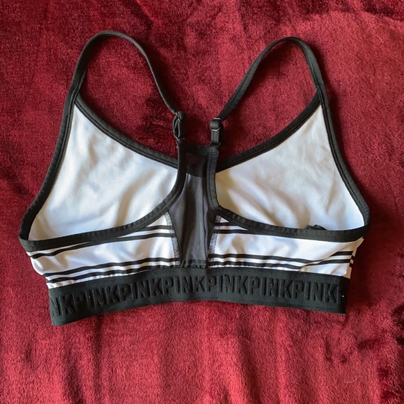 Brand Pink sports bra. White and black striped. L/G - Picture 2 of 2
